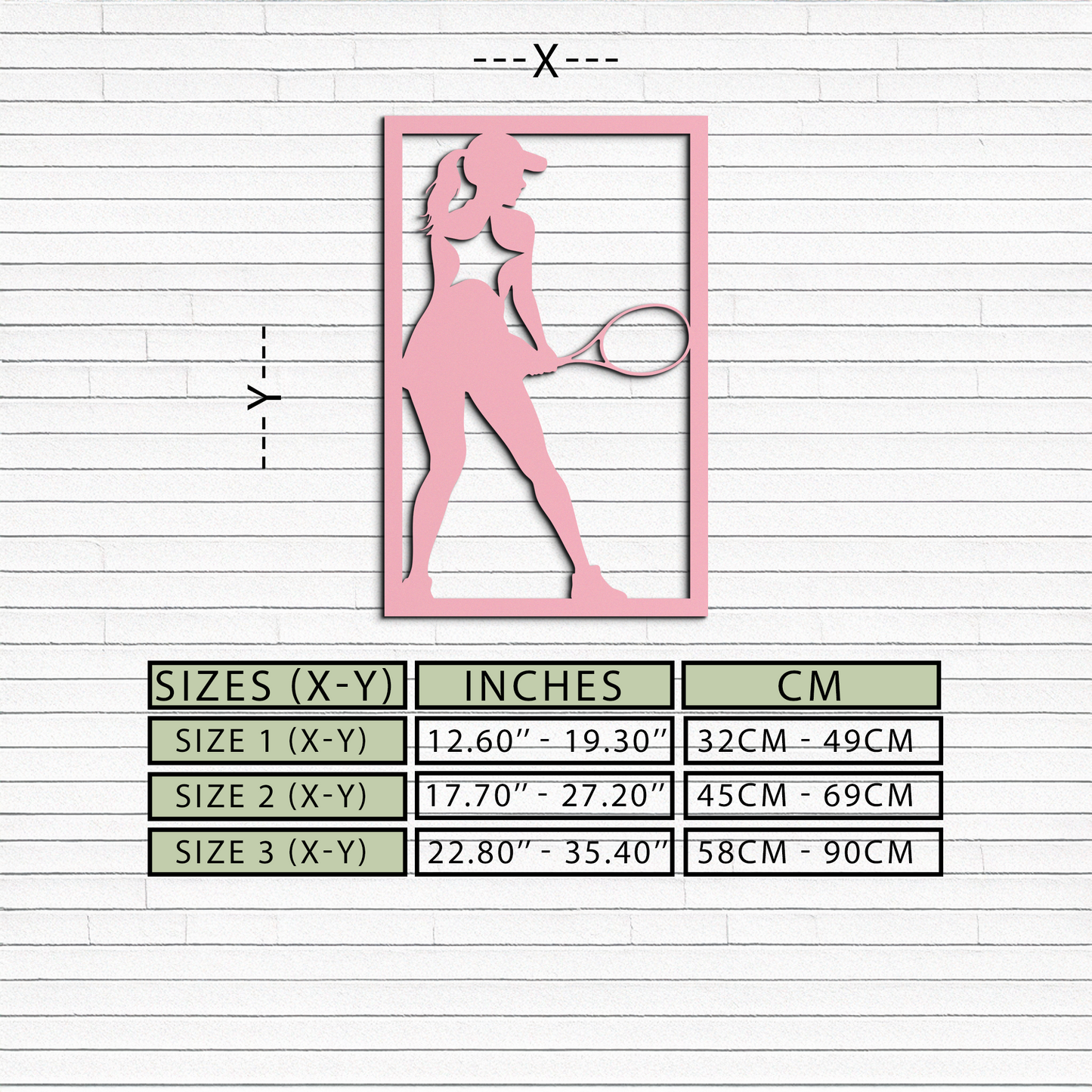 Tennis Player Silhouette Metal Wall Art – Pink Modern Sports Décor - KAFGP185
