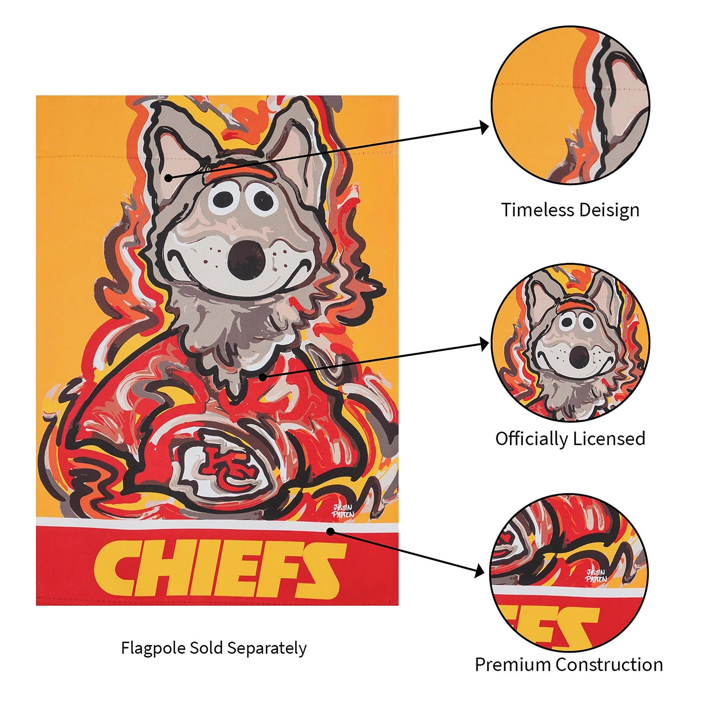 Kansas City Chiefs 2 Sided Justin Patten Garden Flag