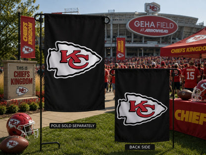 Kansas City Chiefs Garden Flag 2 Sided Black