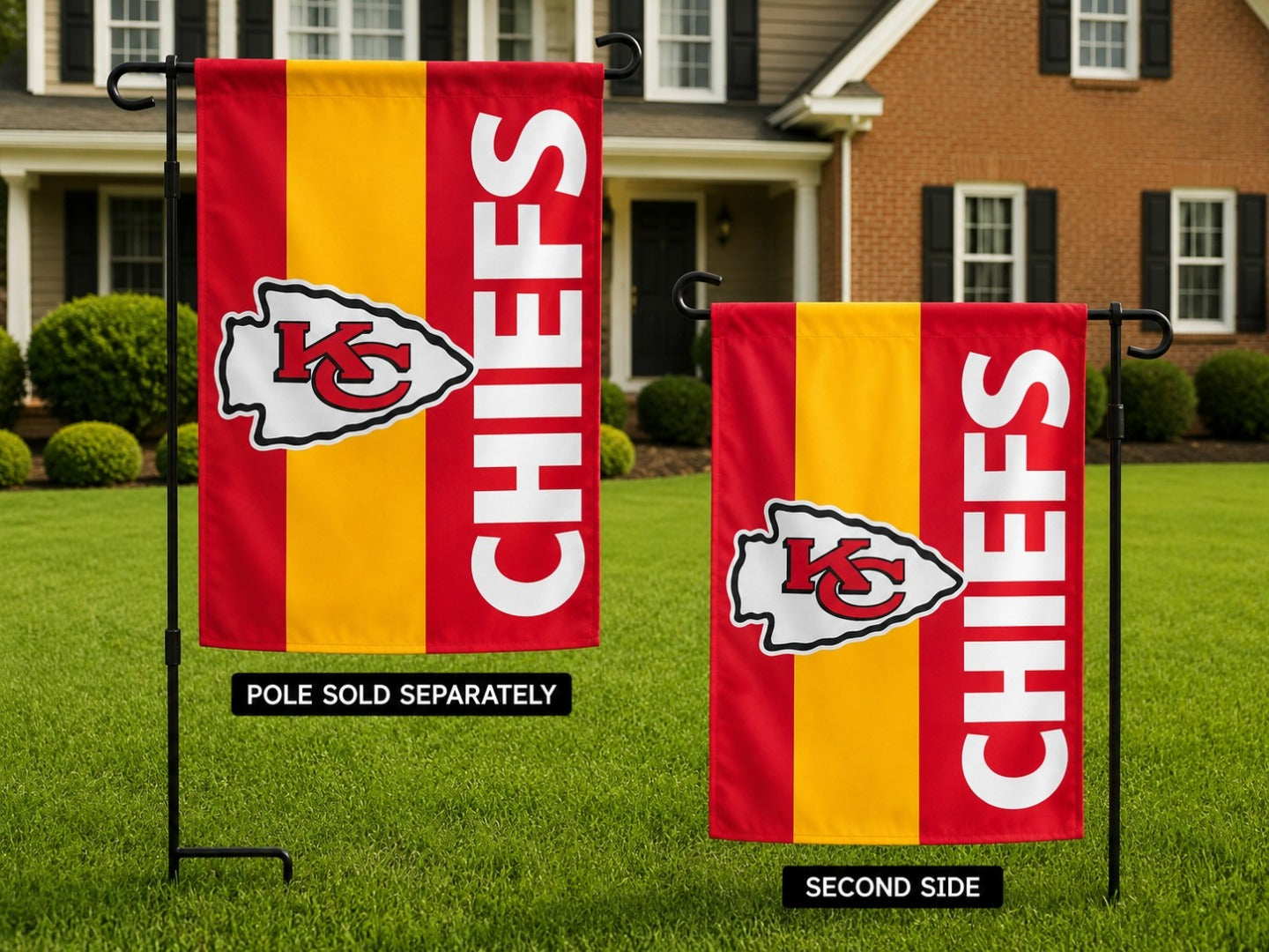 Kansas City Chiefs Garden Flag 2 Sided Embellished Logo