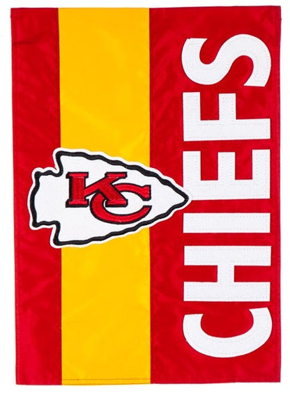 Kansas City Chiefs Garden Flag 2 Sided Embellished Logo