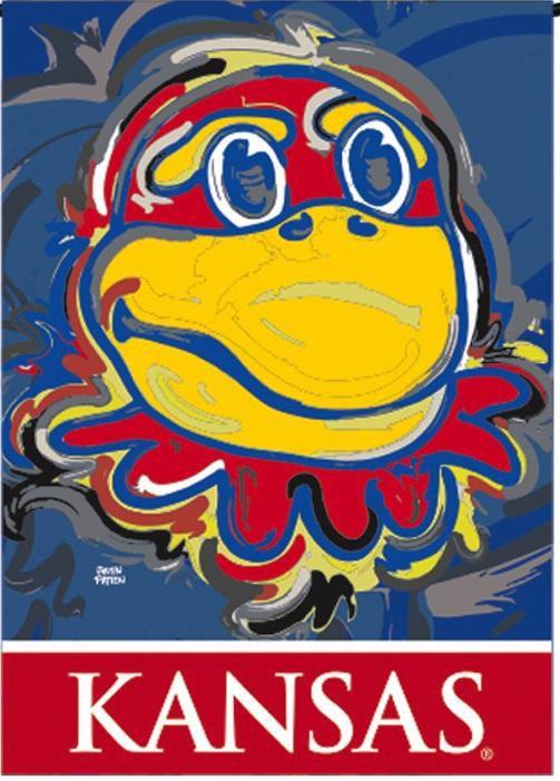 Kansas Jayhawks Garden Flag 2 Sided Justin Patten Big Jay