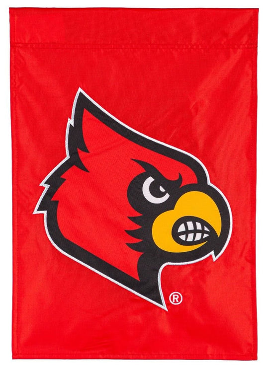 Louisville Cardinals Garden Flag 2 Sided Applique Logo