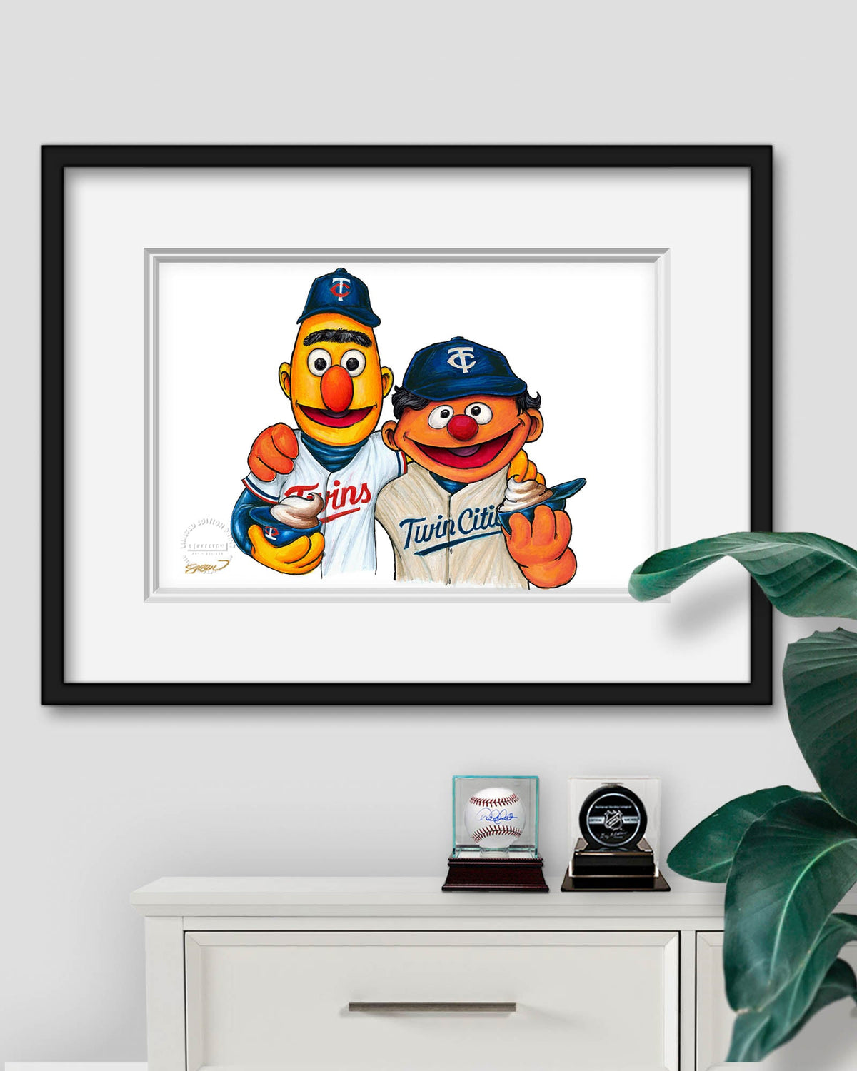 Bert and Ernie x MLB Twins Limited Edition Art Print