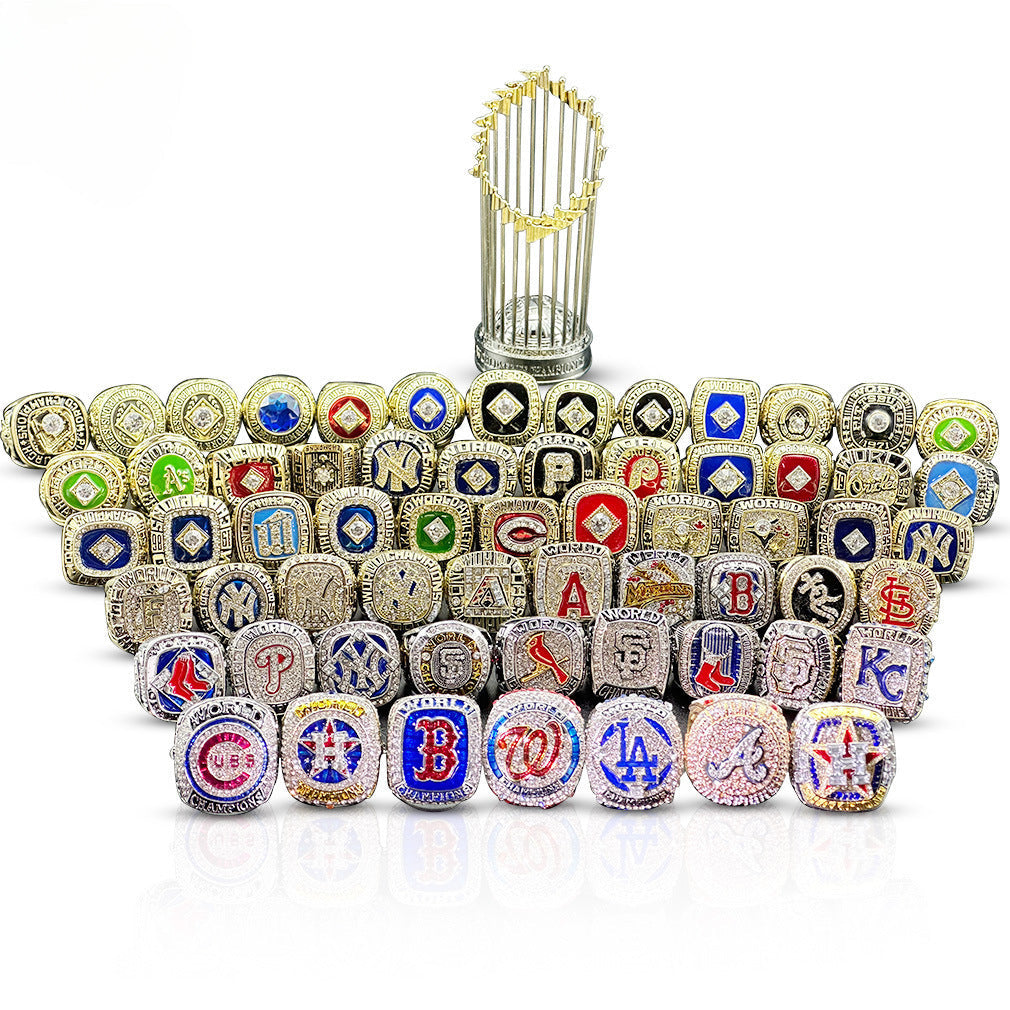Baseball Championship Rings Set (1961-2025) – 64 Rings + Trophy