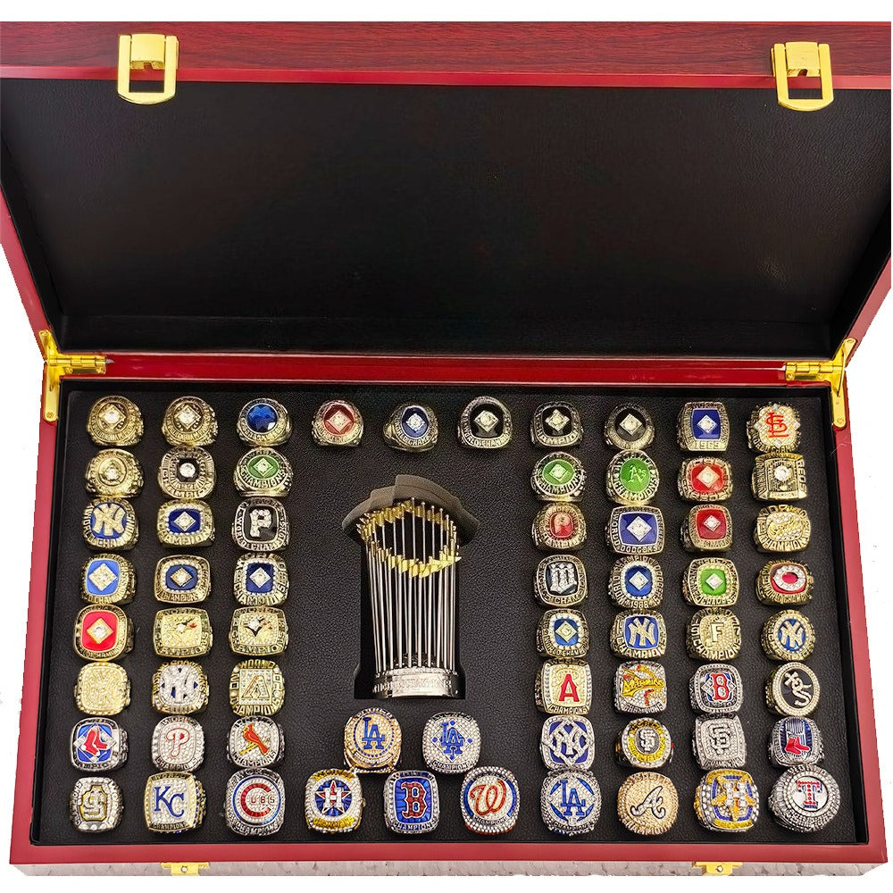 Baseball Championship Rings Set (1961-2025) – 64 Rings + Trophy