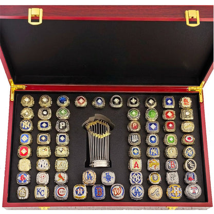 Baseball Championship Rings Set (1961-2025) – 64 Rings + Trophy
