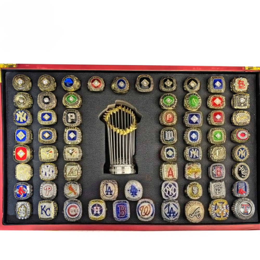 Baseball Championship Rings Set (1961-2025) – 64 Rings + Trophy