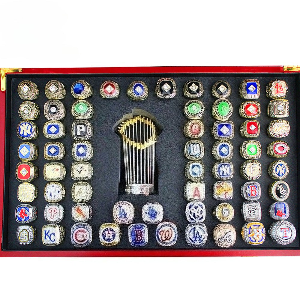 Baseball Championship Rings Set (1961-2025) – 64 Rings + Trophy