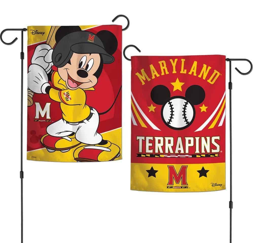 Maryland Terrapins Garden Flag 2 Sided Mickey Mouse Baseball