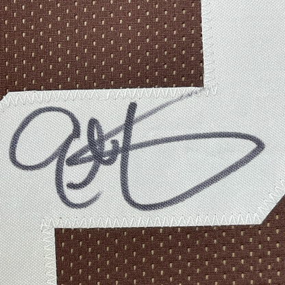 Framed Autographed/Signed Eric Metcalf 35x39 Cleveland Brown Football Jersey JSA COA