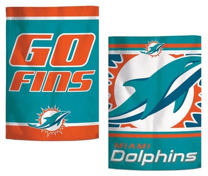 Miami Dolphins Garden Flag 2 Sided Go Fins Slogan