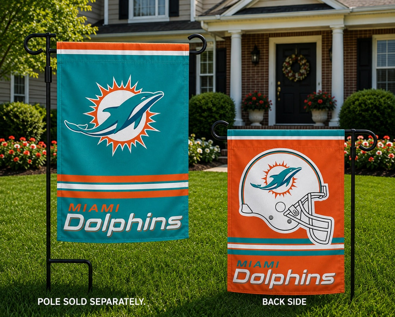 Miami Dolphins Garden Flag 2 Sided Helmet Logo