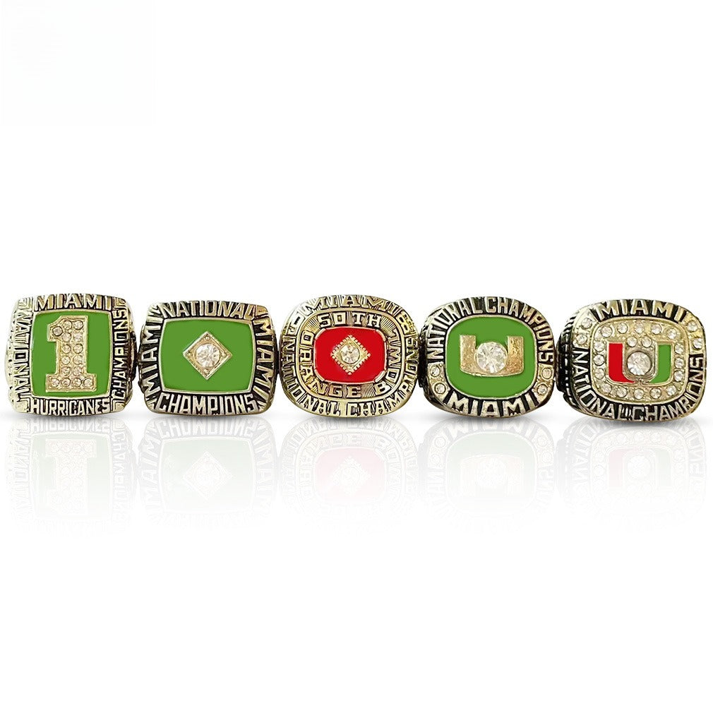 Miami College Championship Ring Set (5 Rings) – 1983/ 1987/ 1989 /1991/ 2001