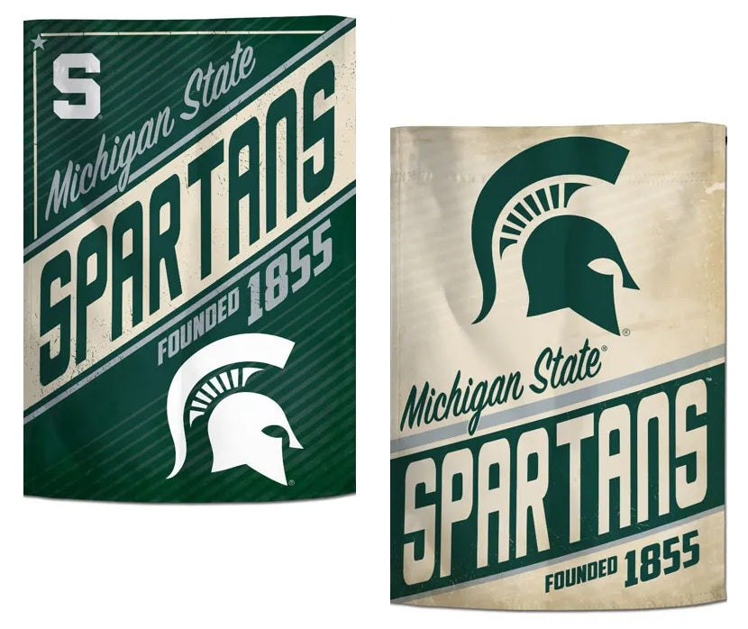 Michigan State Spartans Garden Flag 2 Sided Retro Logo