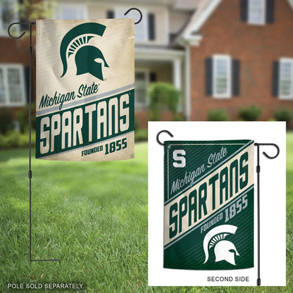 Michigan State Spartans Garden Flag 2 Sided Retro Logo