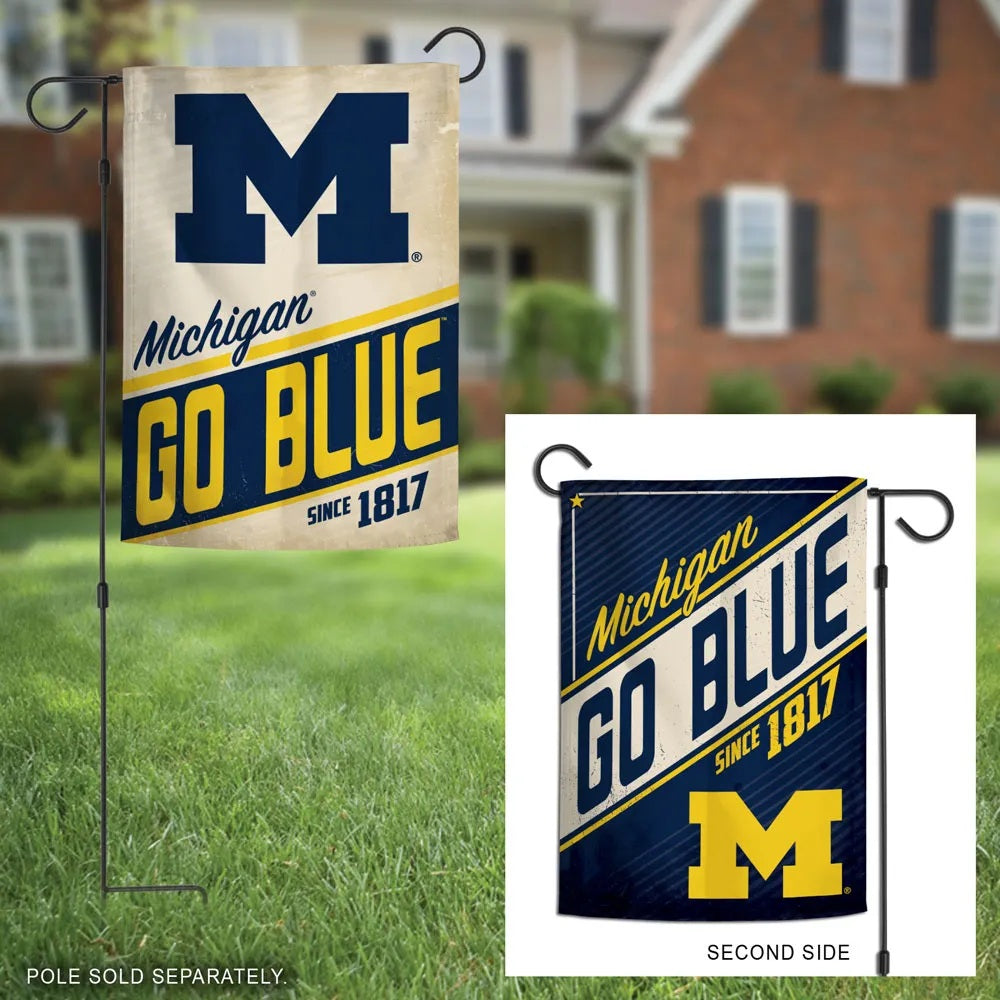 Michigan Wolverines Garden Flag 2 Sided Retro Logo