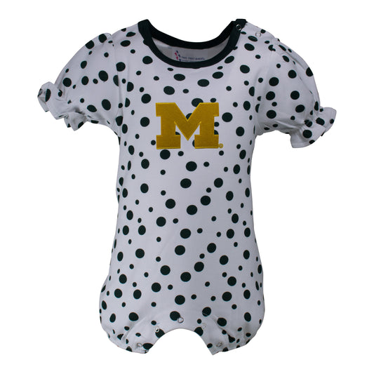 Michigan Polka Dot Girl's Romper
