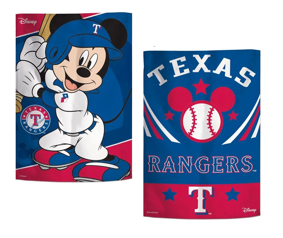 Mickey Mouse Texas Rangers Garden Flag 2 Sided Baseball
