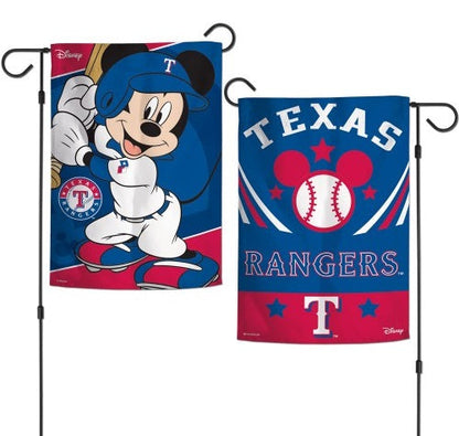 Mickey Mouse Texas Rangers Garden Flag 2 Sided Baseball