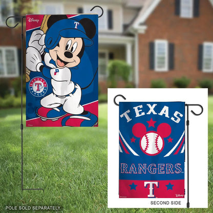 Mickey Mouse Texas Rangers Garden Flag 2 Sided Baseball