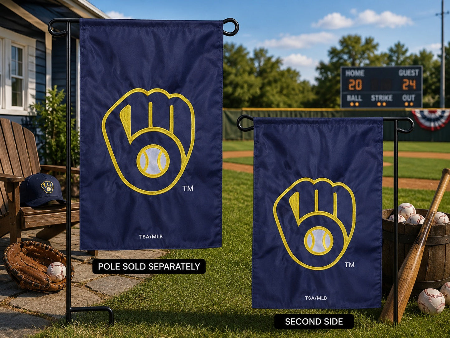 Milwaukee Brewers 2 Sided Garden Flag - Applique