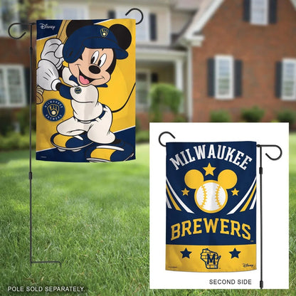 Milwaukee Brewers Garden Flag 2 Sided Mickey Mouse