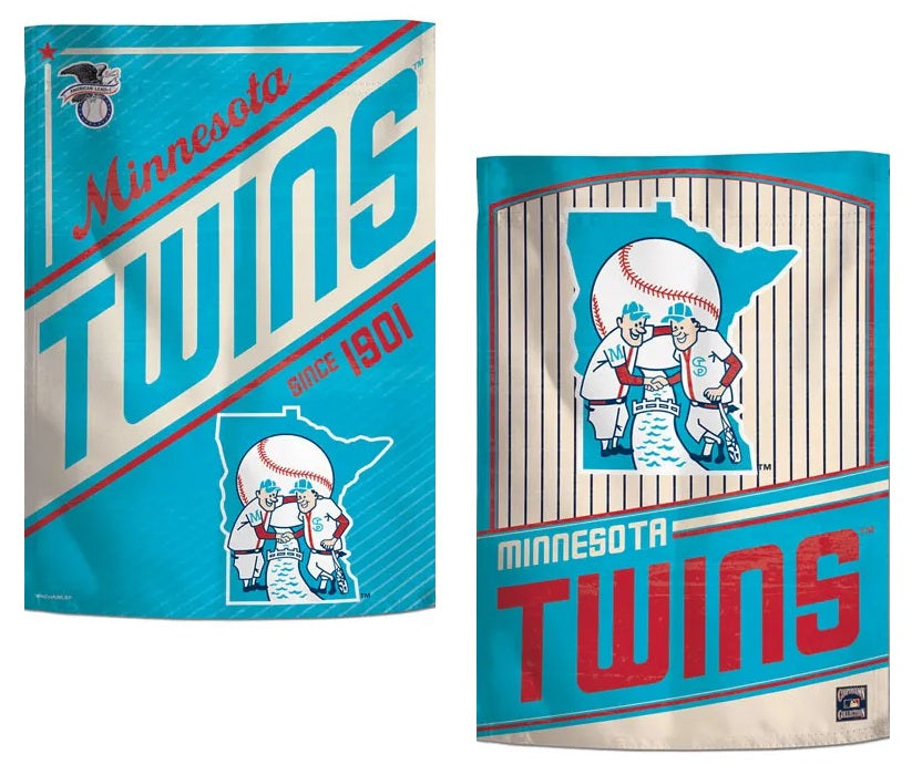 Minnesota Twins Garden Flag 2 Sided Classic Logo Pinstripe