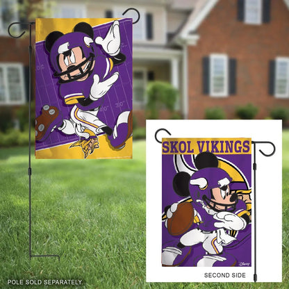 Minnesota Vikings Garden Flag 2 Sided Mickey Mouse Disney