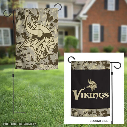 Minnesota Vikings Military Tribute 2 Sided Garden Flag