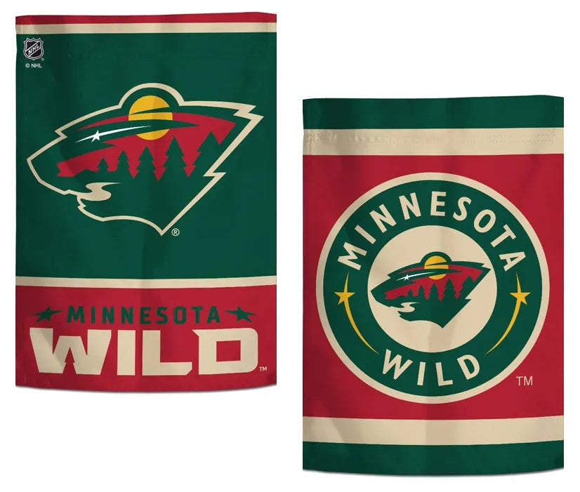 Minnesota Wild Garden Flag 2 Sided Double Logo