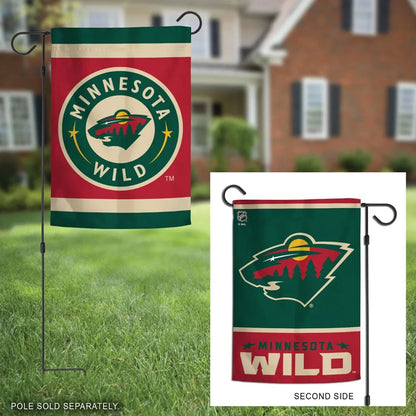 Minnesota Wild Garden Flag 2 Sided Double Logo