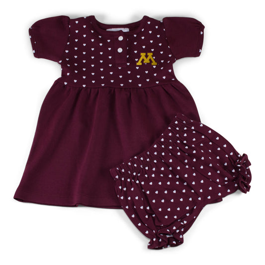 Minnesota Girl's Heart Dress with Bloomers