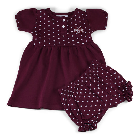 Mississippi State Girl's Heart Dress with Bloomers