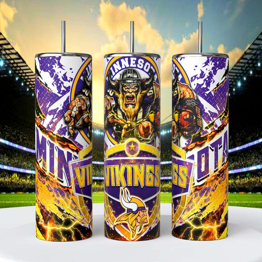 Minnesota Vikings 20oz Skinny Tumbler With Lid and Straw