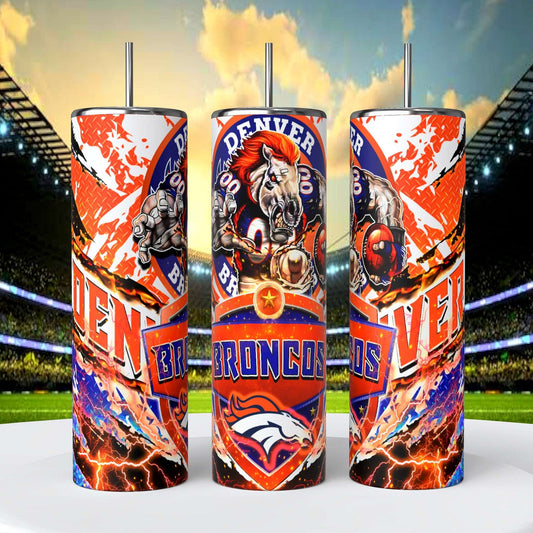 Denver Broncos 20oz Skinny Tumbler With Lid and Straw