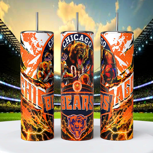 Chicago Bears 20oz Skinny Tumbler With Lid and Straw