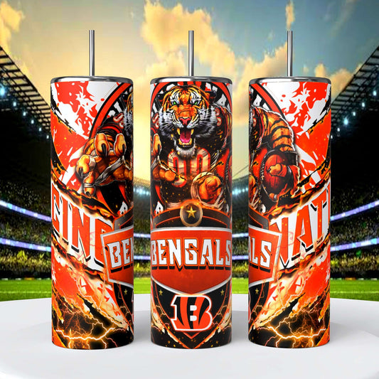Cincinnati Bengals 20oz Skinny Tumbler With Lid and Straw
