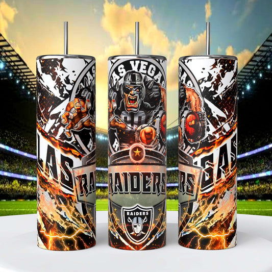 Las Vegas Raiders 20oz Skinny Tumbler With Lid and Straw