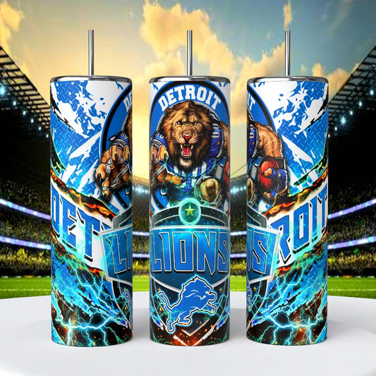 Detroit Lions 20oz Skinny Tumbler With Lid and Straw