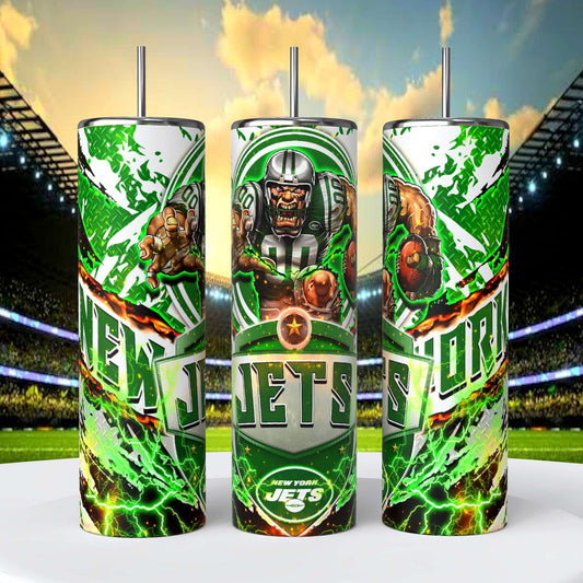 New York Jets 20oz Skinny Tumbler With Lid and Straw