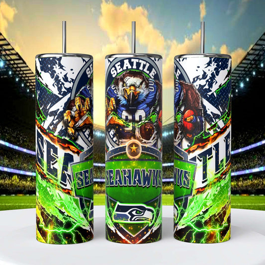 Seattle Seahawks 20oz Skinny Tumbler With Lid and Straw