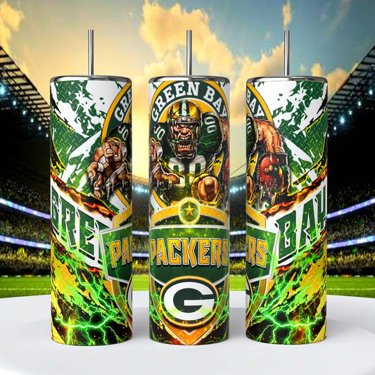 Green Bay Packers 20oz Skinny Tumbler With Lid and Straw
