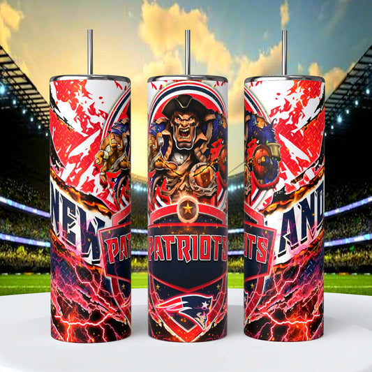 New England Patriots 20oz Skinny Tumbler With Lid and Straw