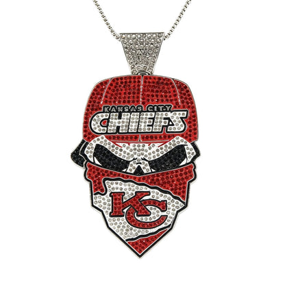 Kansas City  Football Mask Pendant Necklace – Iced Out Fan Jewelry Gift for Game Day, Birthday & Holidays