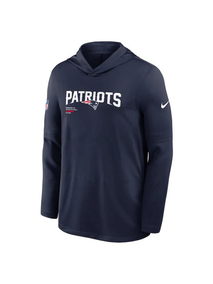 New England Patriots Sideline Performance Long Sleeve Hoodie T-Shirt – Nike NFL Fanwear