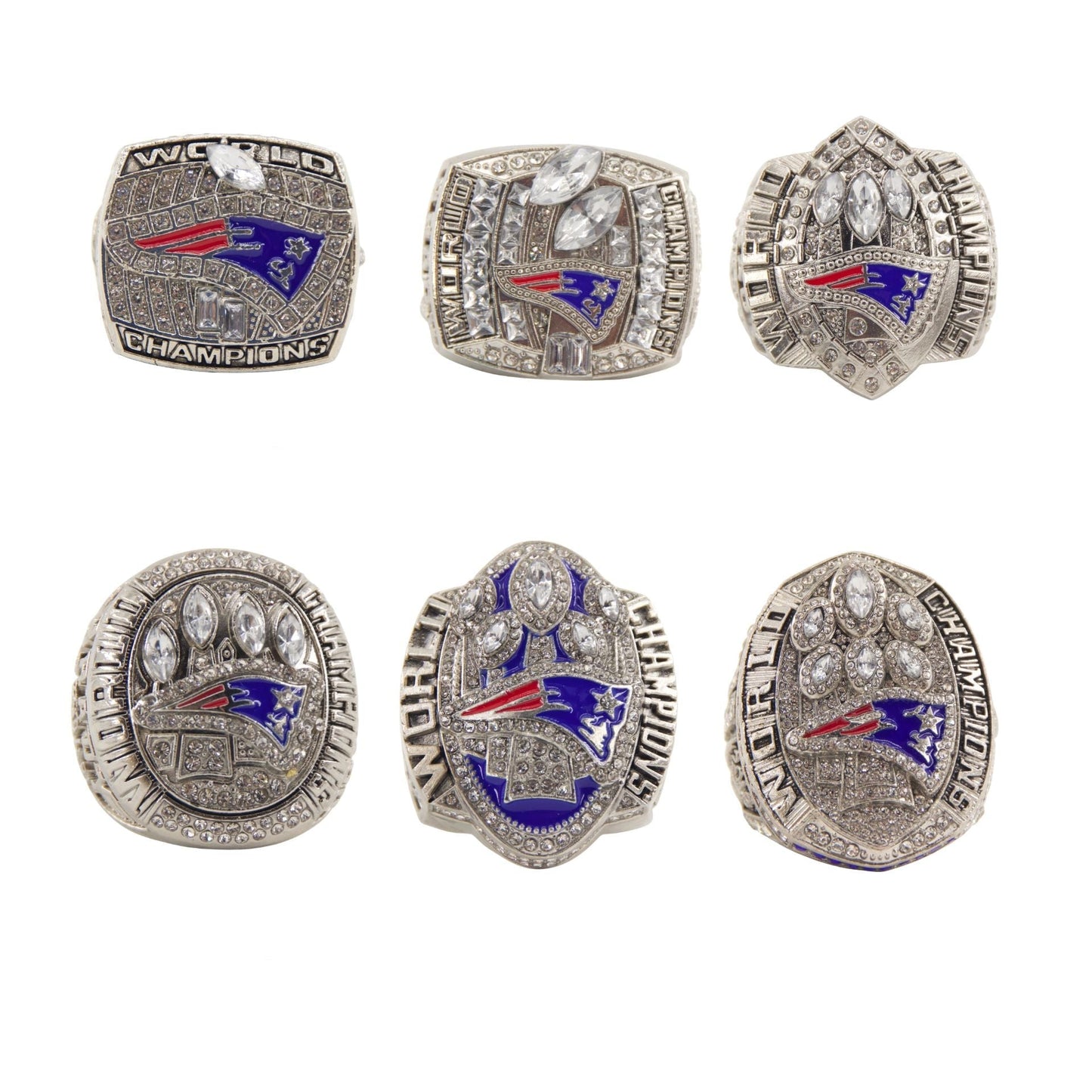 New England Football Championship Rings Set (6 Rings) – Limited Edition Collectible