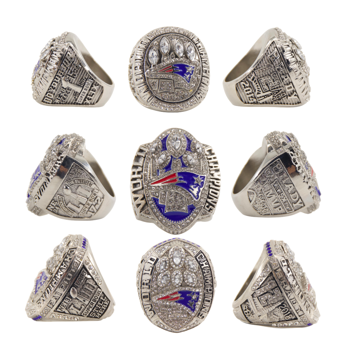 New England Football Championship Rings Set (6 Rings) – Limited Edition Collectible