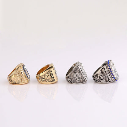 New York Football Championship Rings Set (4PCS) – Limited Edition Commemorative Collectible with Wooden Box