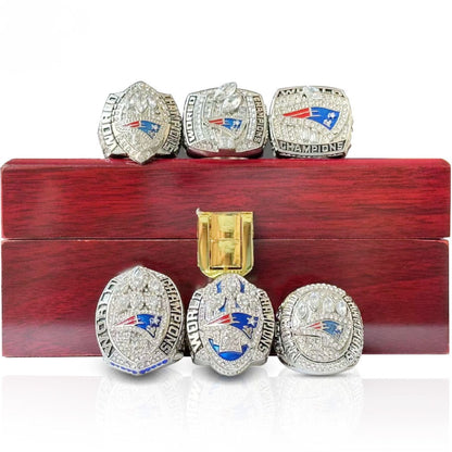 New England Football Championship Rings Set (6 Rings) – Limited Edition Collectible
